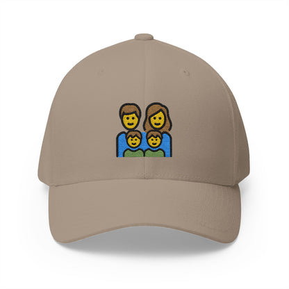 Family: Man, Woman, Boy, Boy Emoji Khaki Cap – Premium by Capmoji