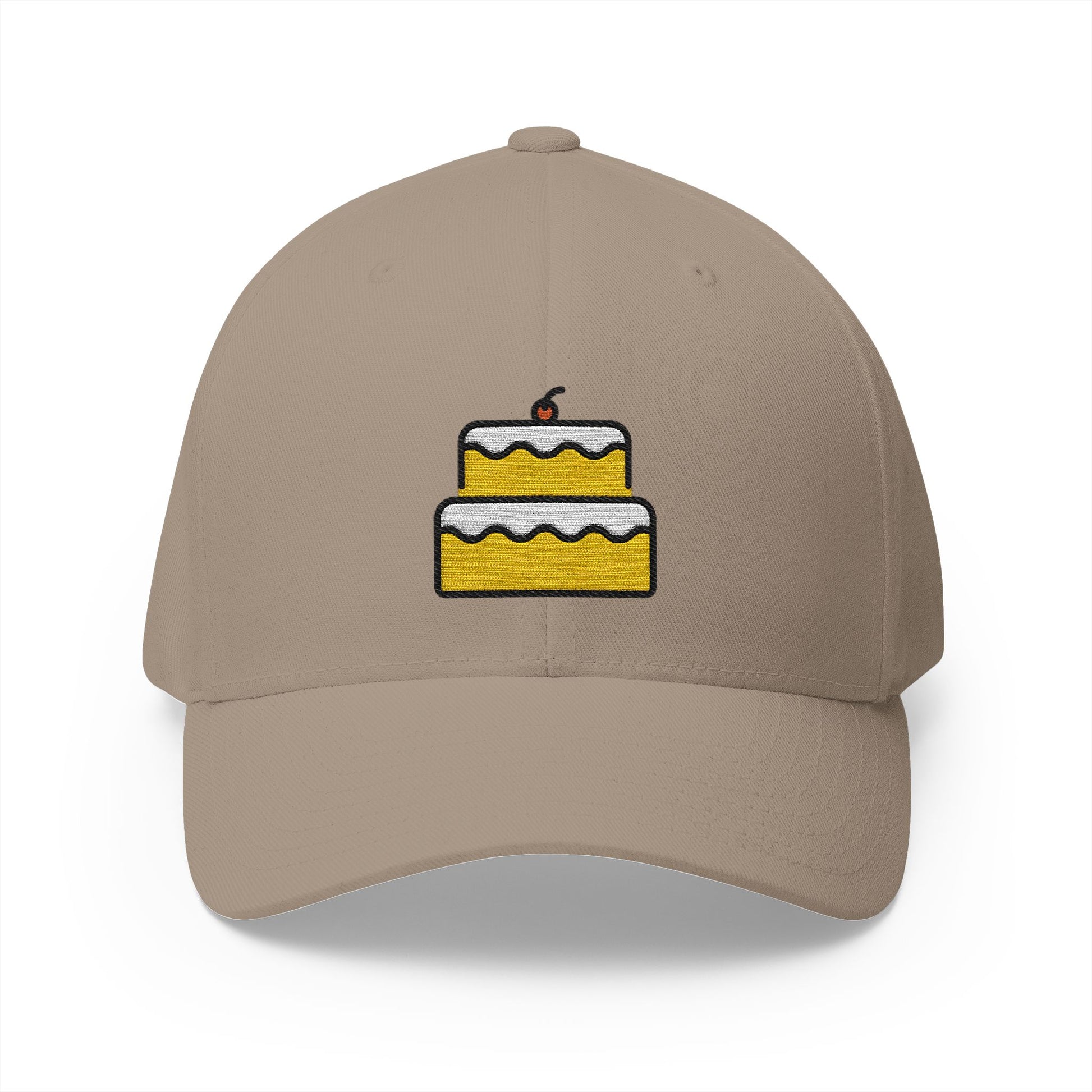 Birthday Cake Emoji Khaki Cap – Premium by Capmoji