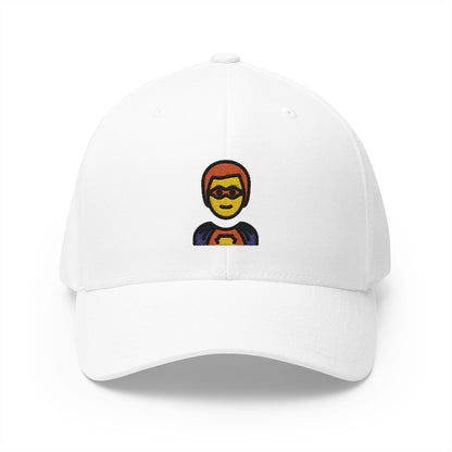Man Superhero Emoji White Cap – Premium by Capmoji