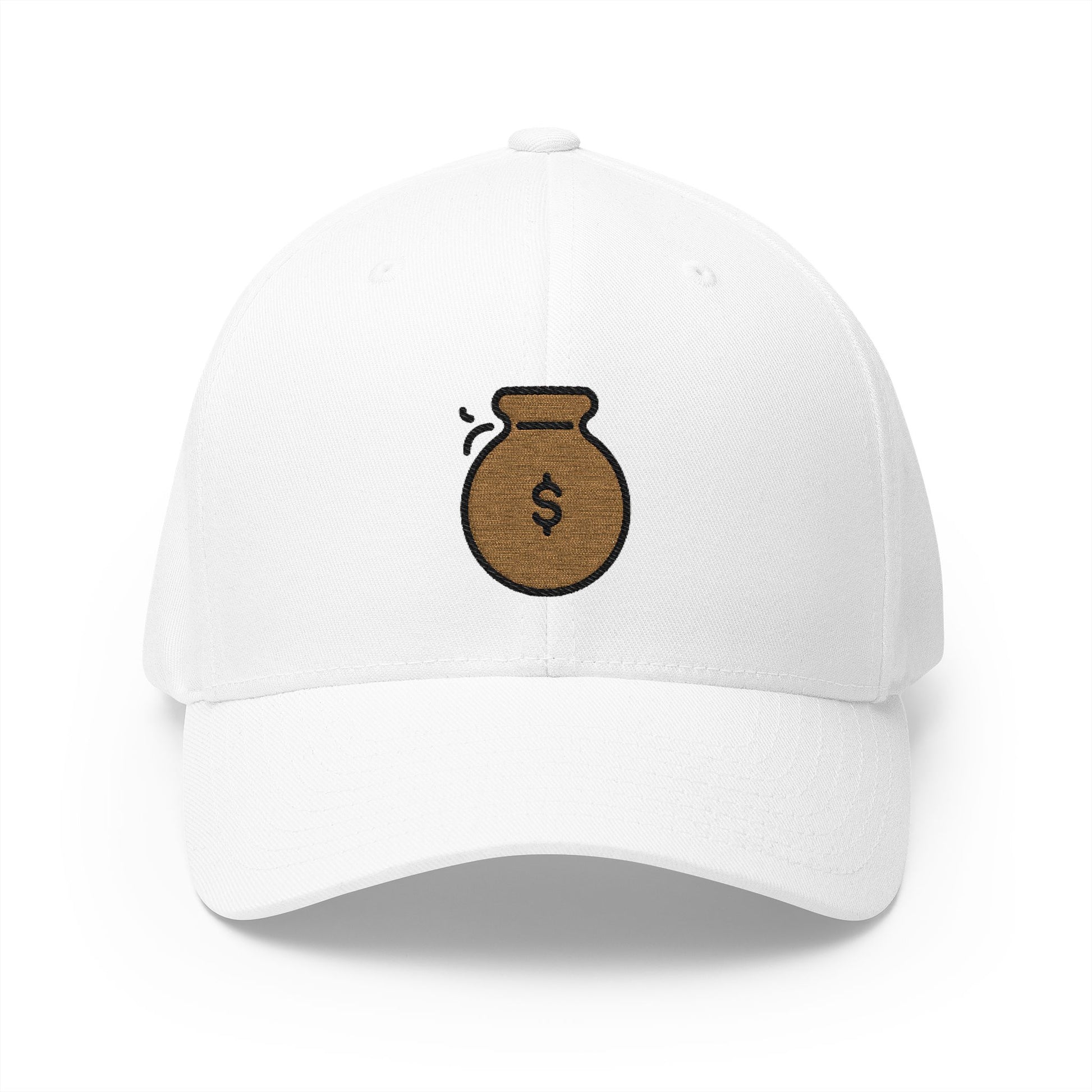 Money Bag Emoji White Cap – Premium by Capmoji