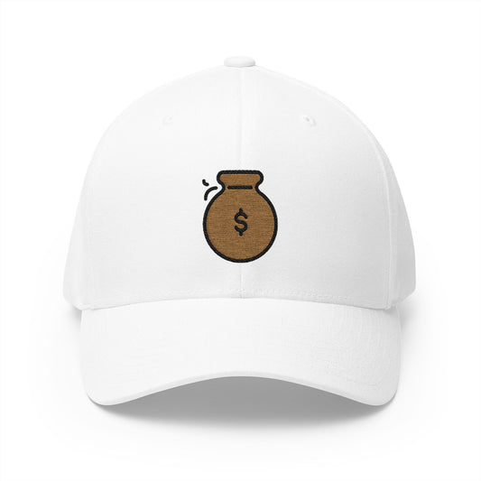 Money Bag Emoji White Cap – Premium by Capmoji