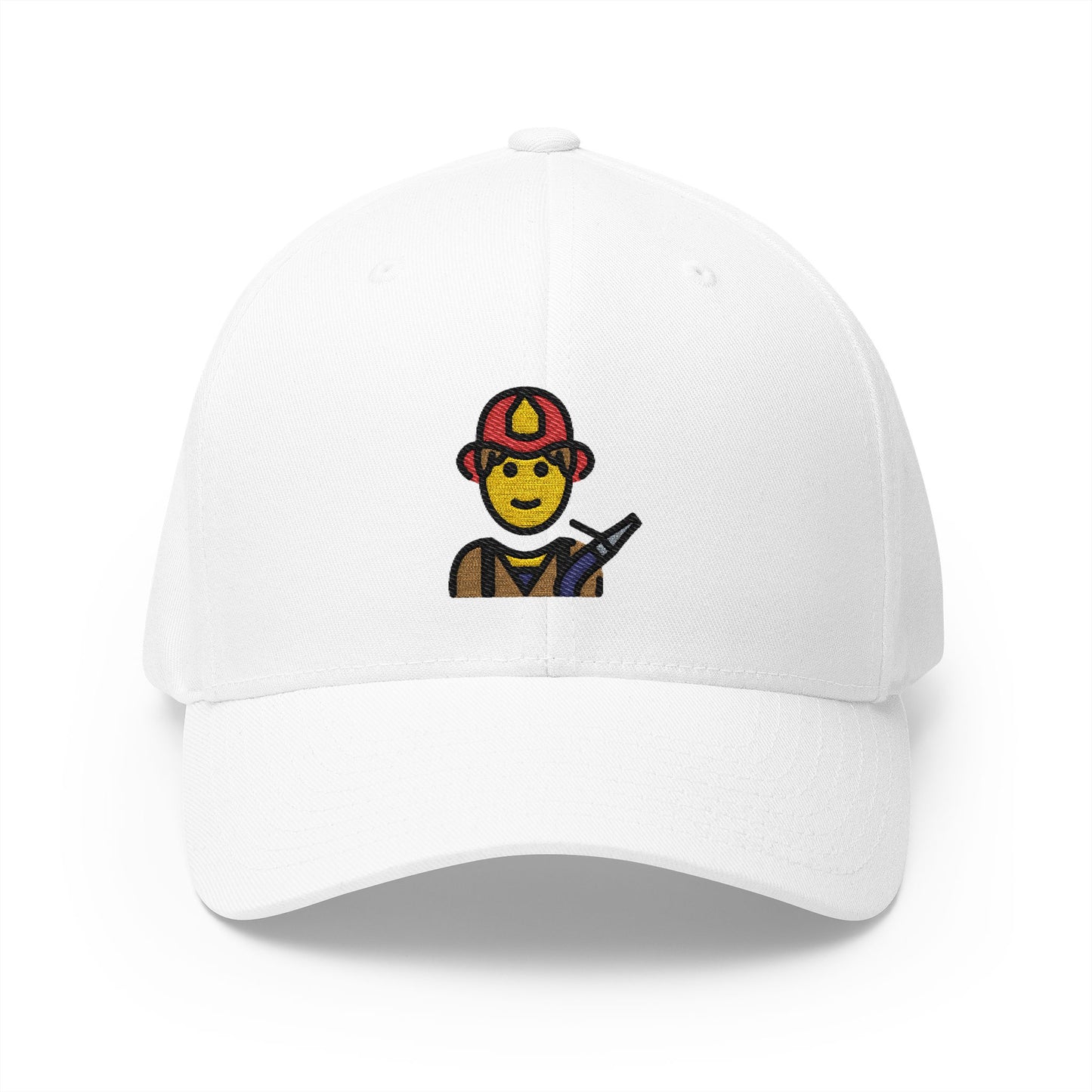Man Firefighter Emoji White Cap – Premium by Capmoji
