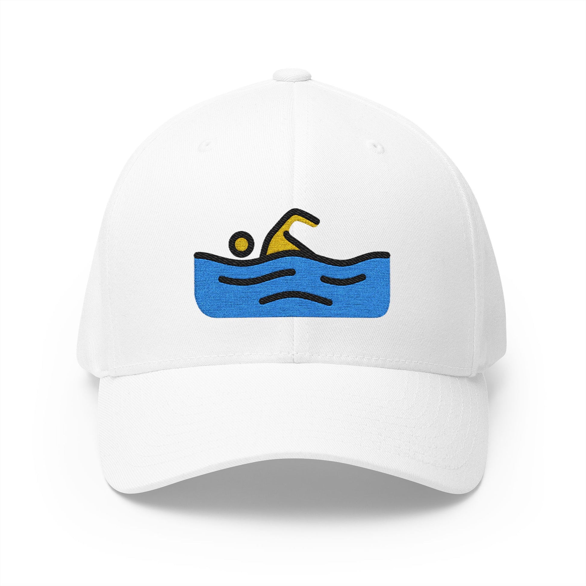 Man Swimming Emoji White Cap – Premium by Capmoji