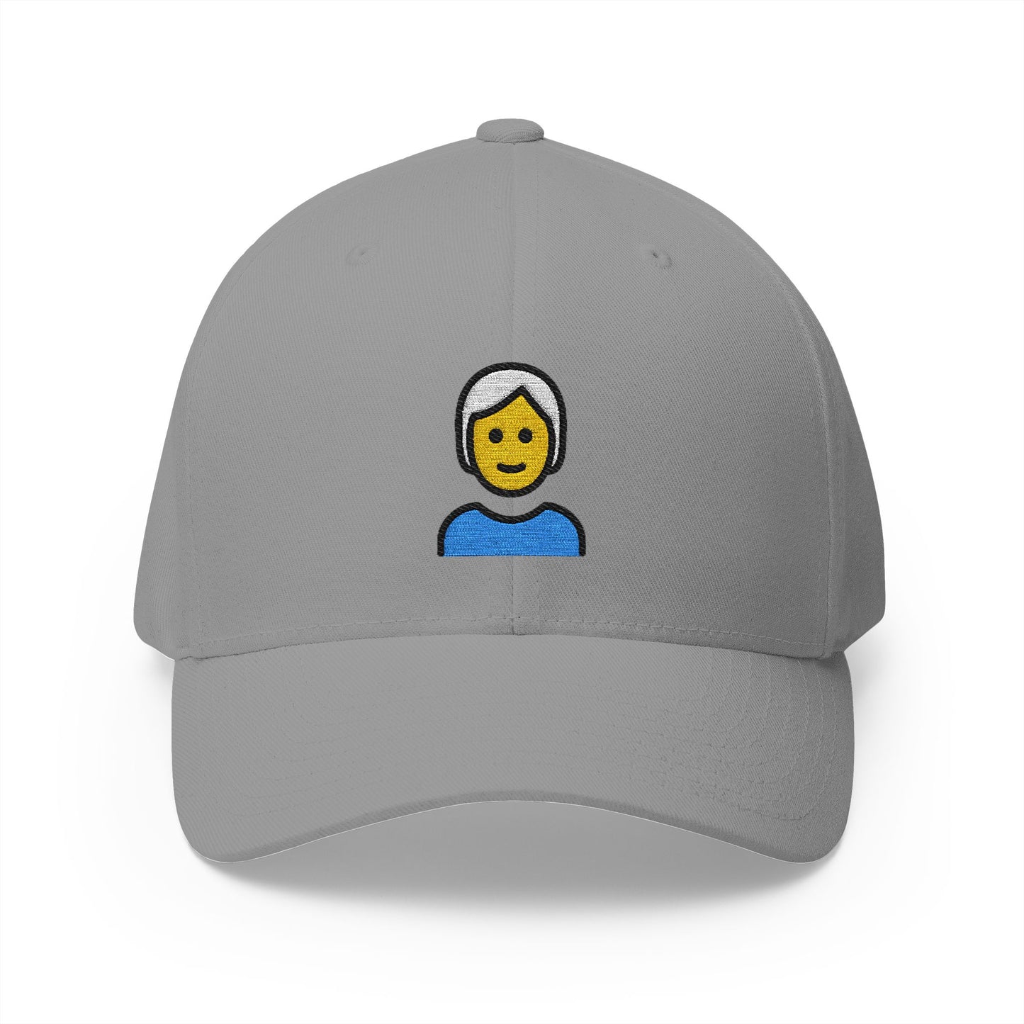 Person: White Hair Emoji Grey Cap – Premium by Capmoji