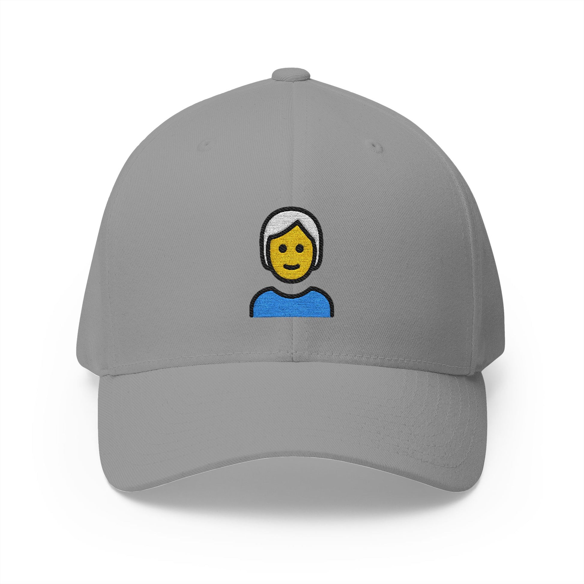 Person: White Hair Emoji Grey Cap – Premium by Capmoji
