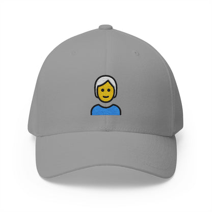 Person: White Hair Emoji Grey Cap – Premium by Capmoji
