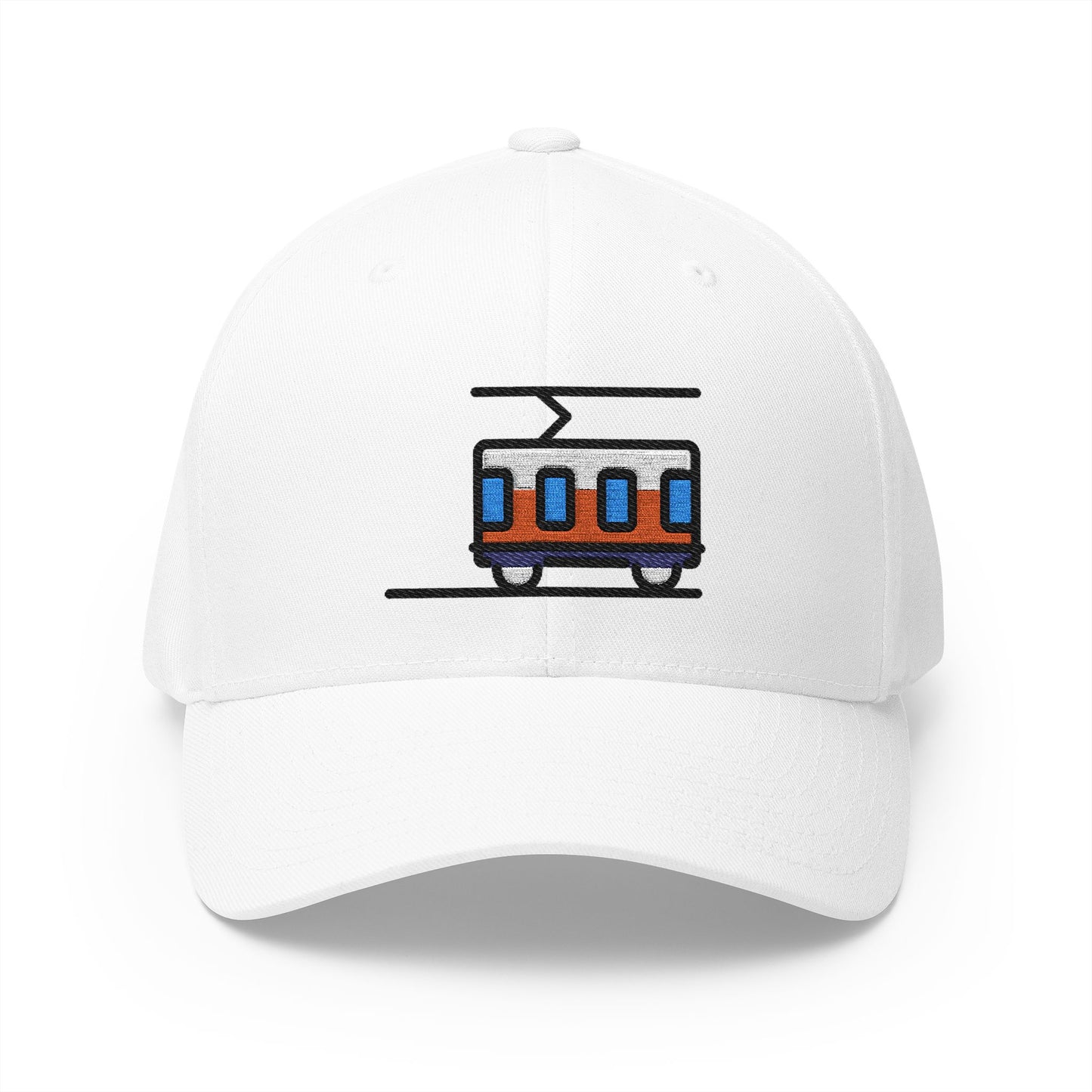 Tram Car Emoji White Cap – Premium by Capmoji