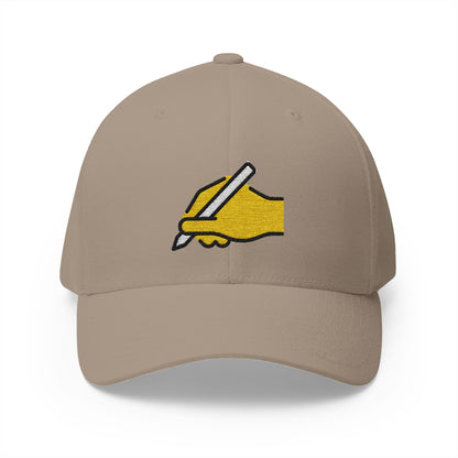 Writing Hand Emoji Khaki Cap – Premium by Capmoji