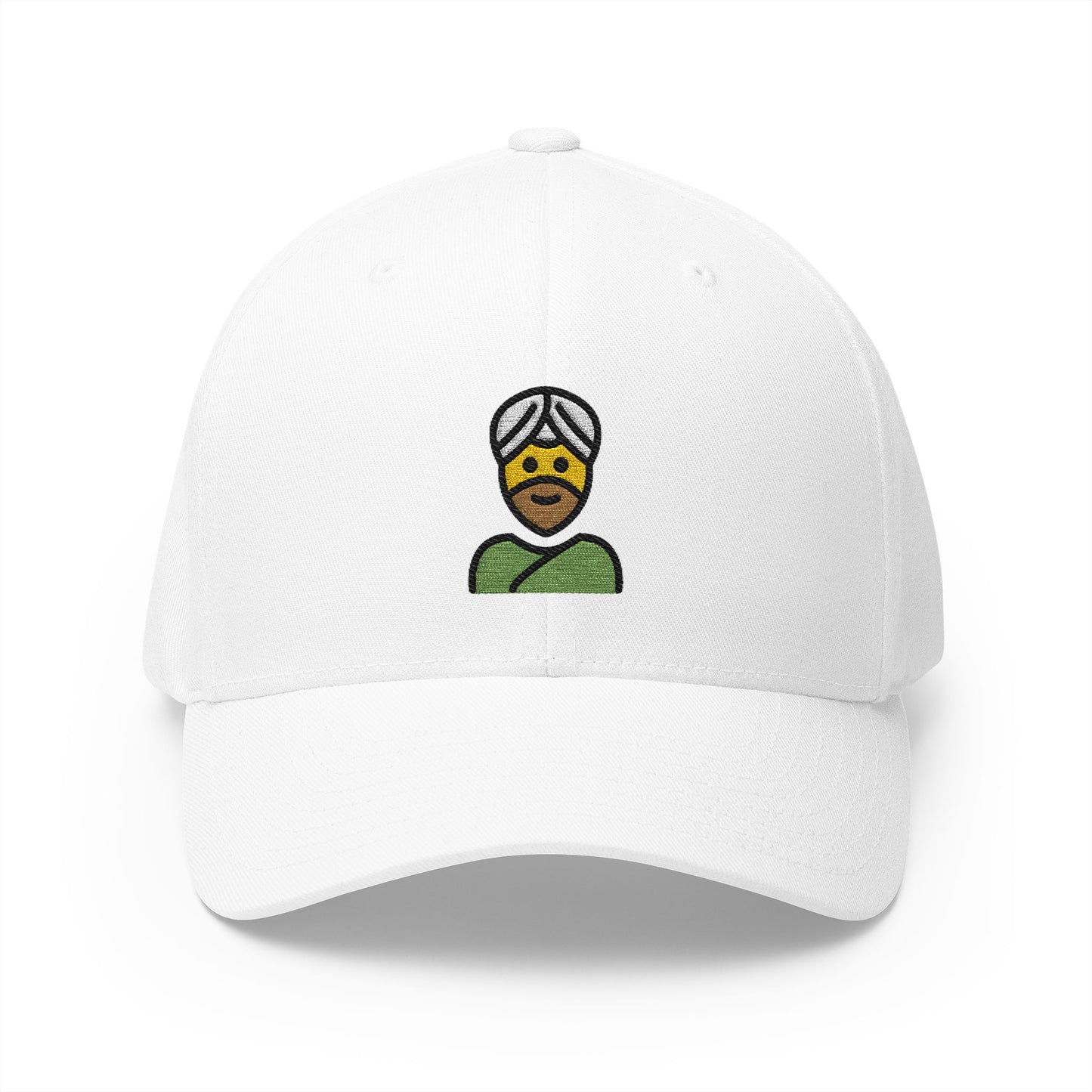 Man Wearing Turban Emoji White Cap – Premium by Capmoji