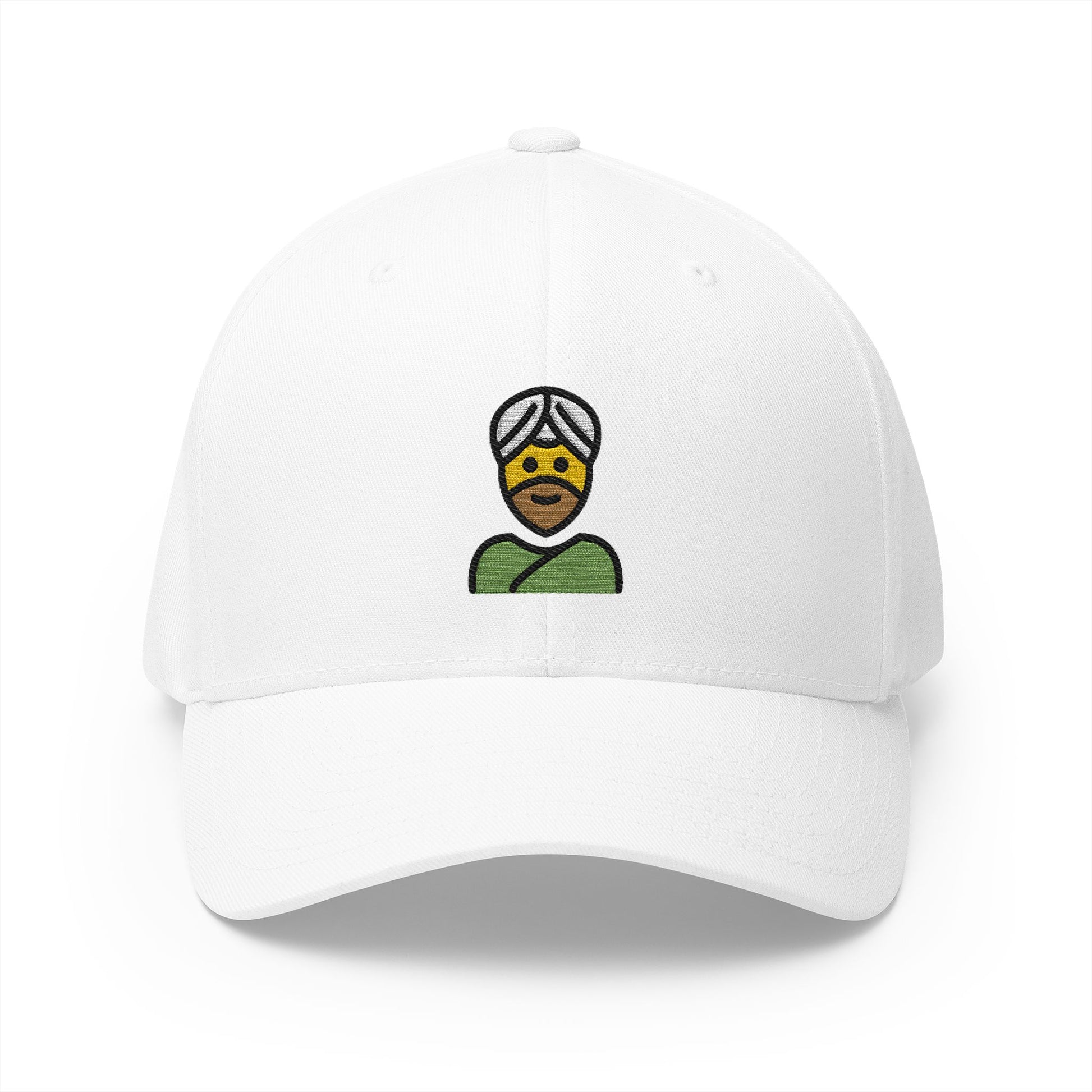 Man Wearing Turban Emoji White Cap – Premium by Capmoji