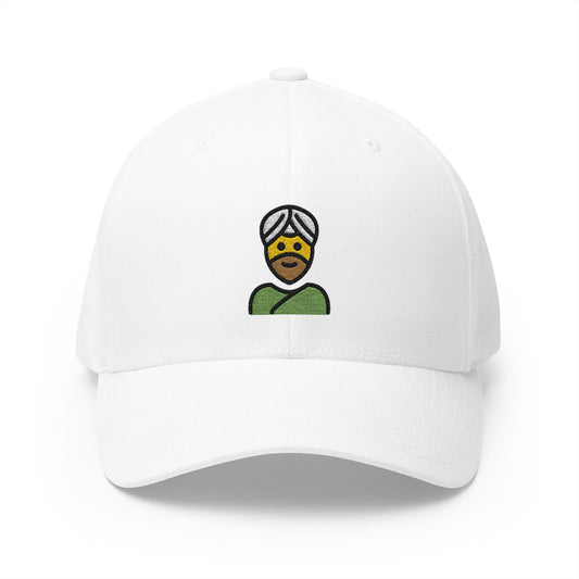 Man Wearing Turban Emoji White Cap – Premium by Capmoji