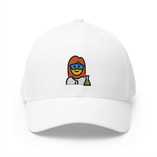 Woman Scientist Emoji White Cap – Premium by Capmoji
