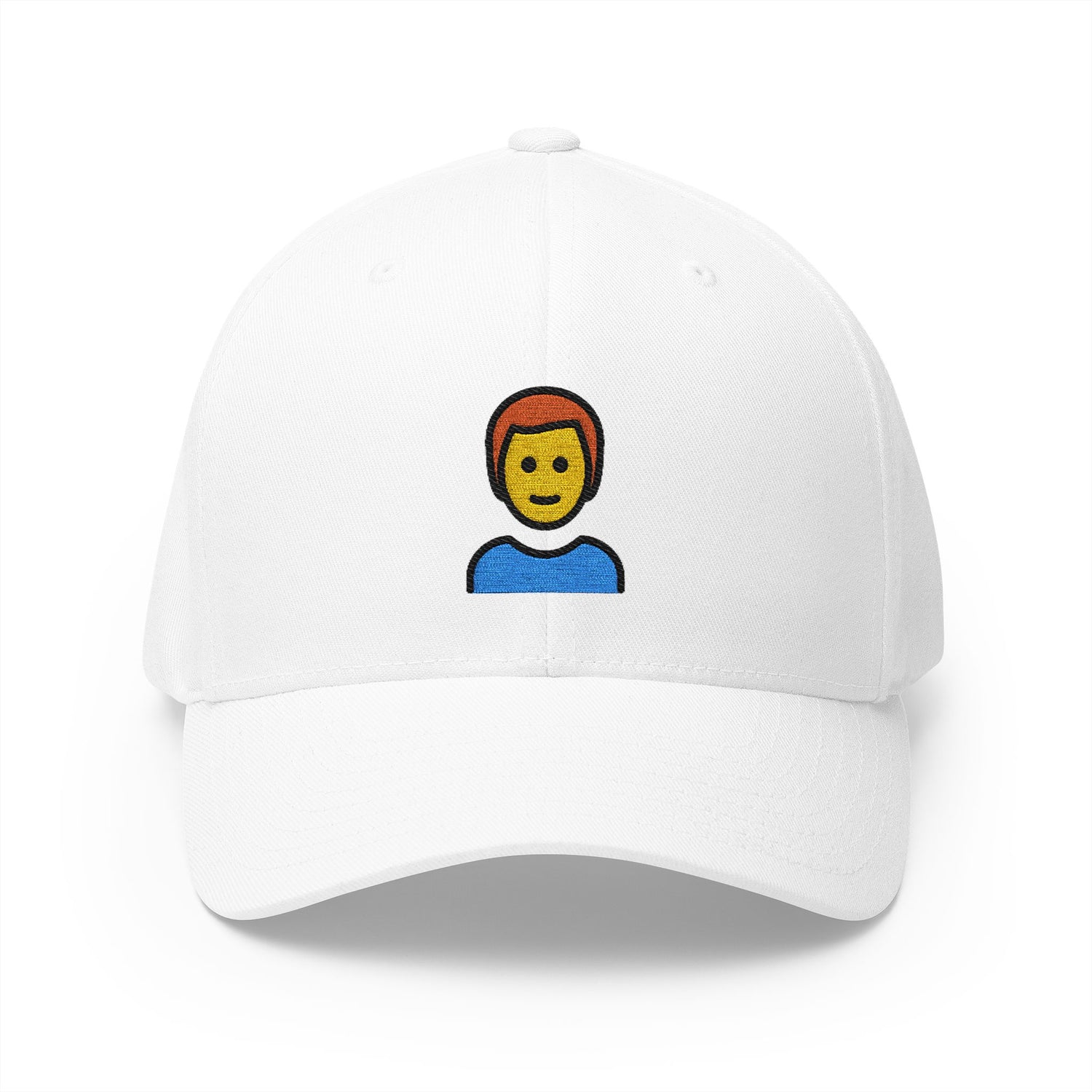 Man: Red Hair Emoji White Cap – Premium by Capmoji