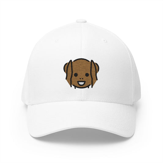 Hear-No-Evil Monkey Emoji White Cap – Premium by Capmoji