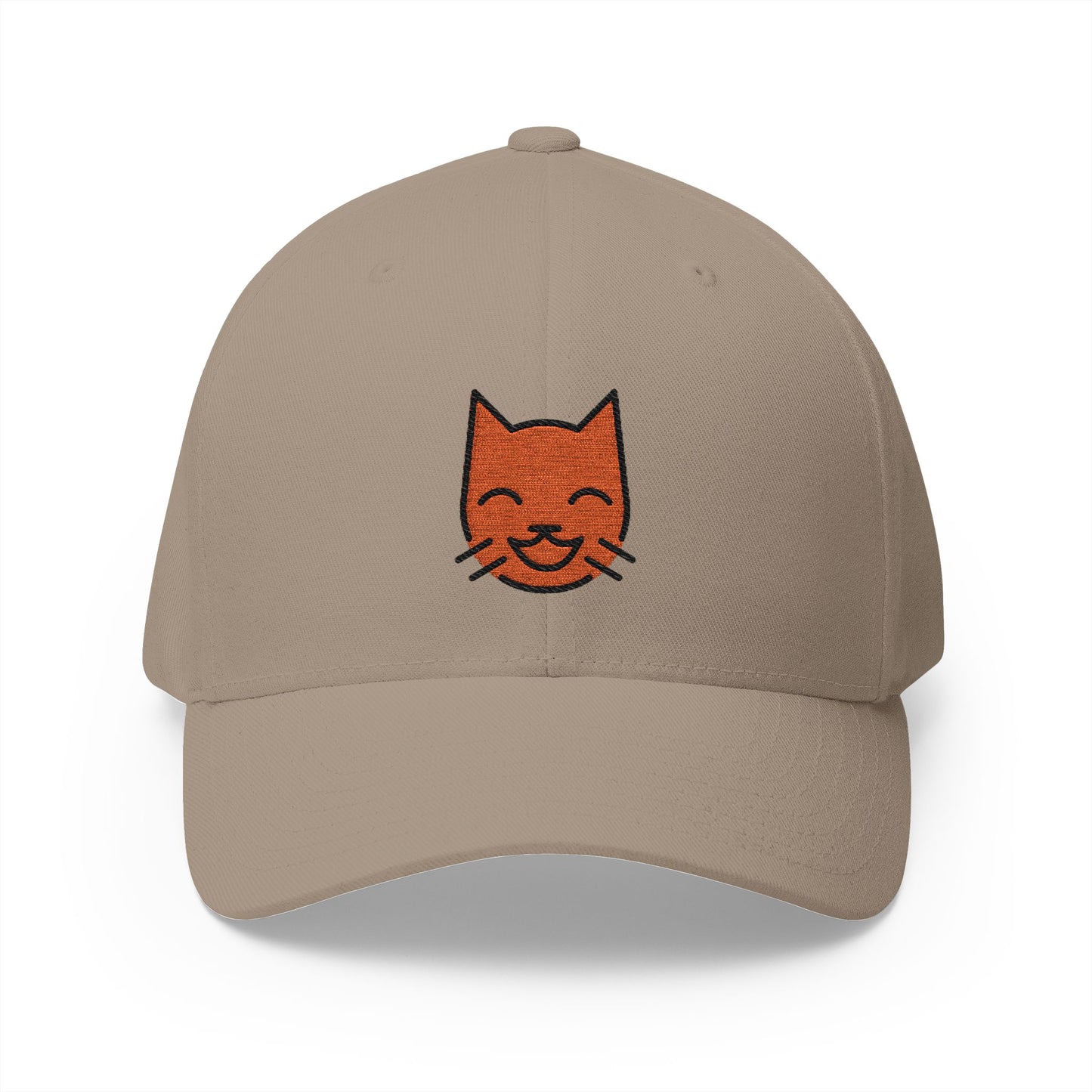 Grinning Cat With Smiling Eyes Emoji Khaki Cap – Premium by Capmoji