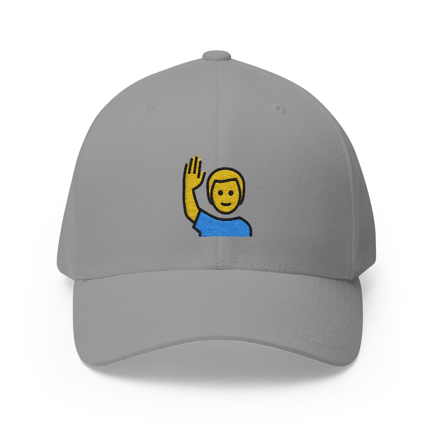 Man Raising Hand Emoji Grey Cap – Premium by Capmoji