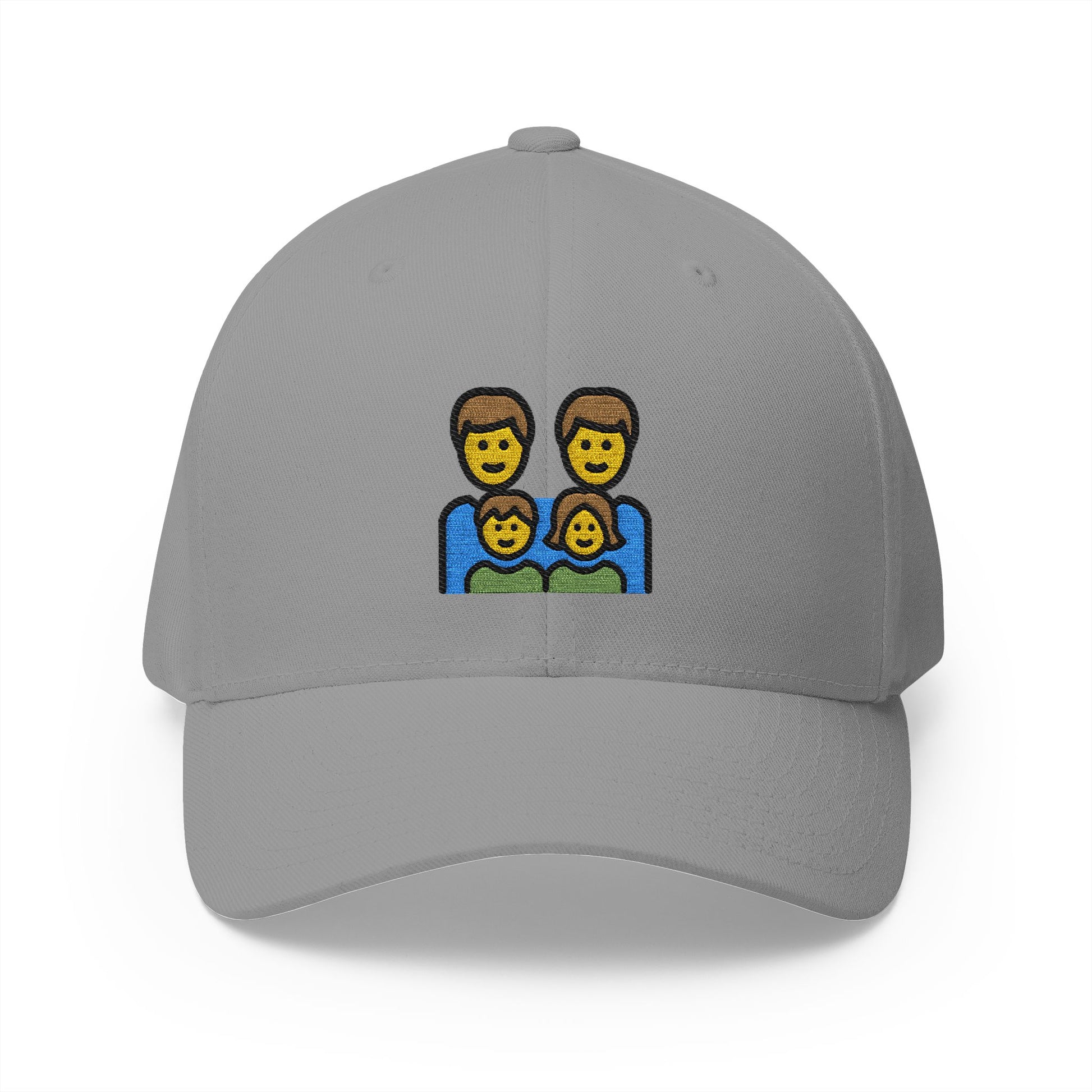 Family: Man, Man, Girl, Boy Emoji Grey Cap – Premium by Capmoji