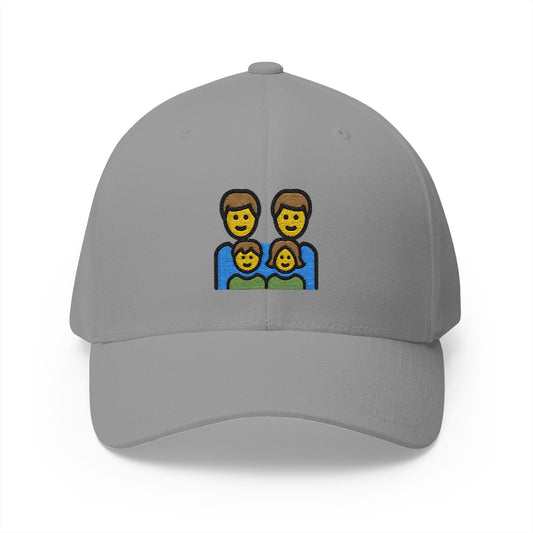 Family: Man, Man, Girl, Boy Emoji Grey Cap – Premium by Capmoji