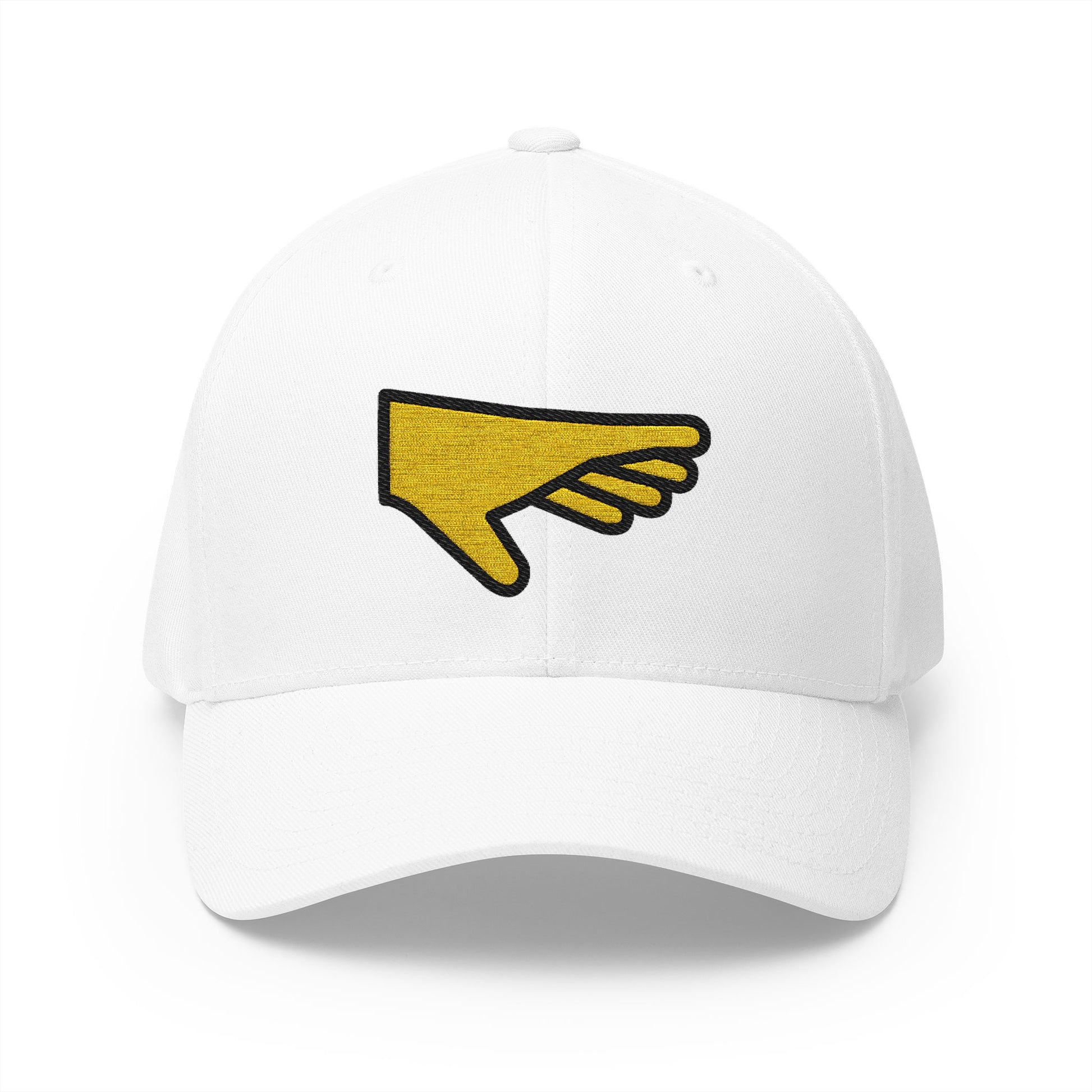 Palm Down Hand Emoji White Cap – Premium by Capmoji