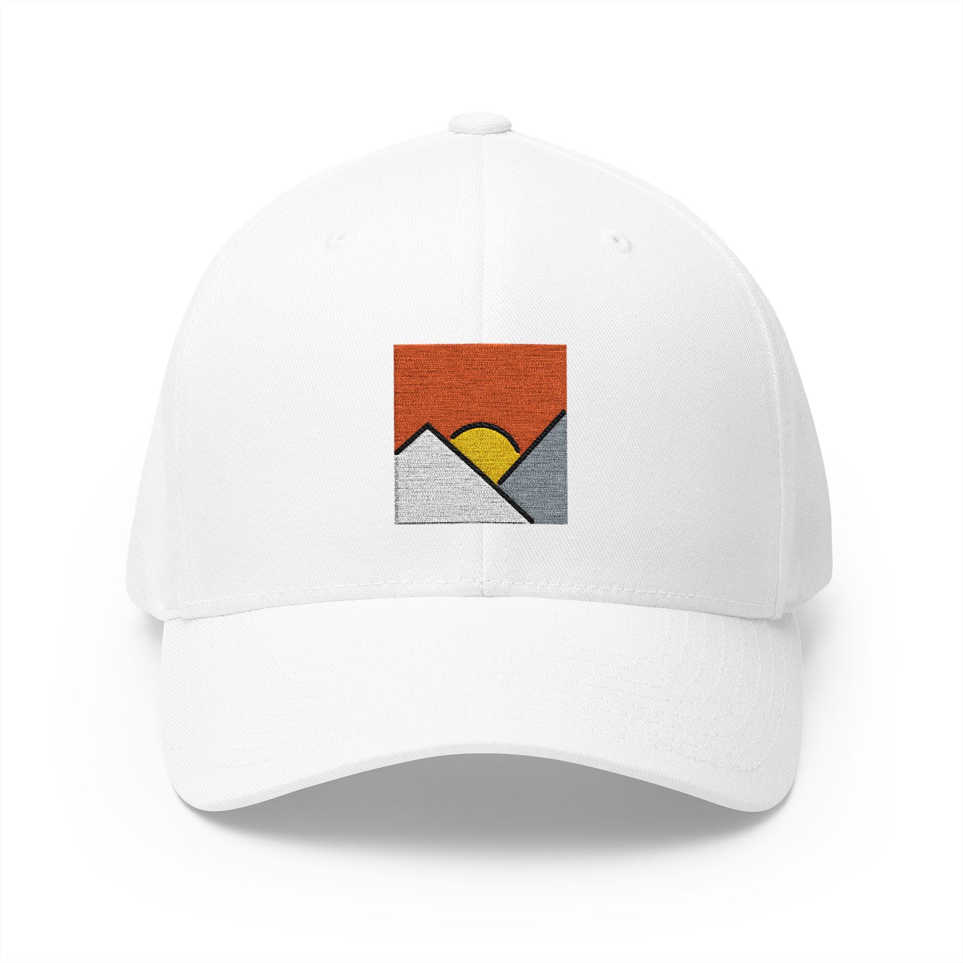 Sunrise Over Mountains Emoji White Cap – Premium by Capmoji