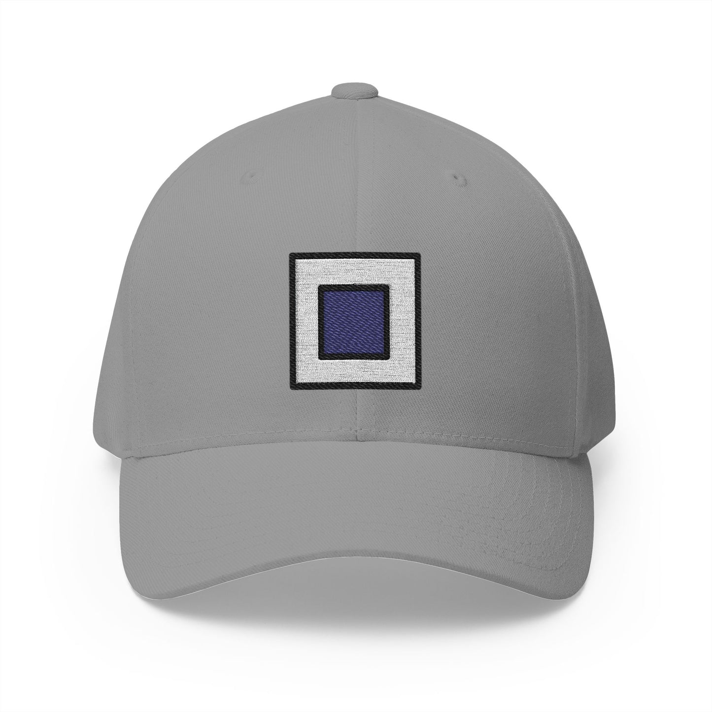 White Square Button Emoji Grey Cap – Premium by Capmoji