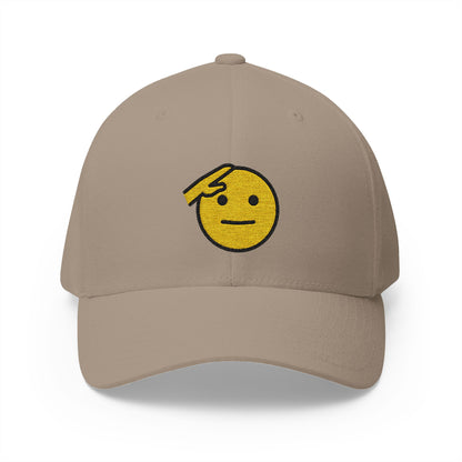 Saluting Face Emoji Khaki Cap – Premium by Capmoji