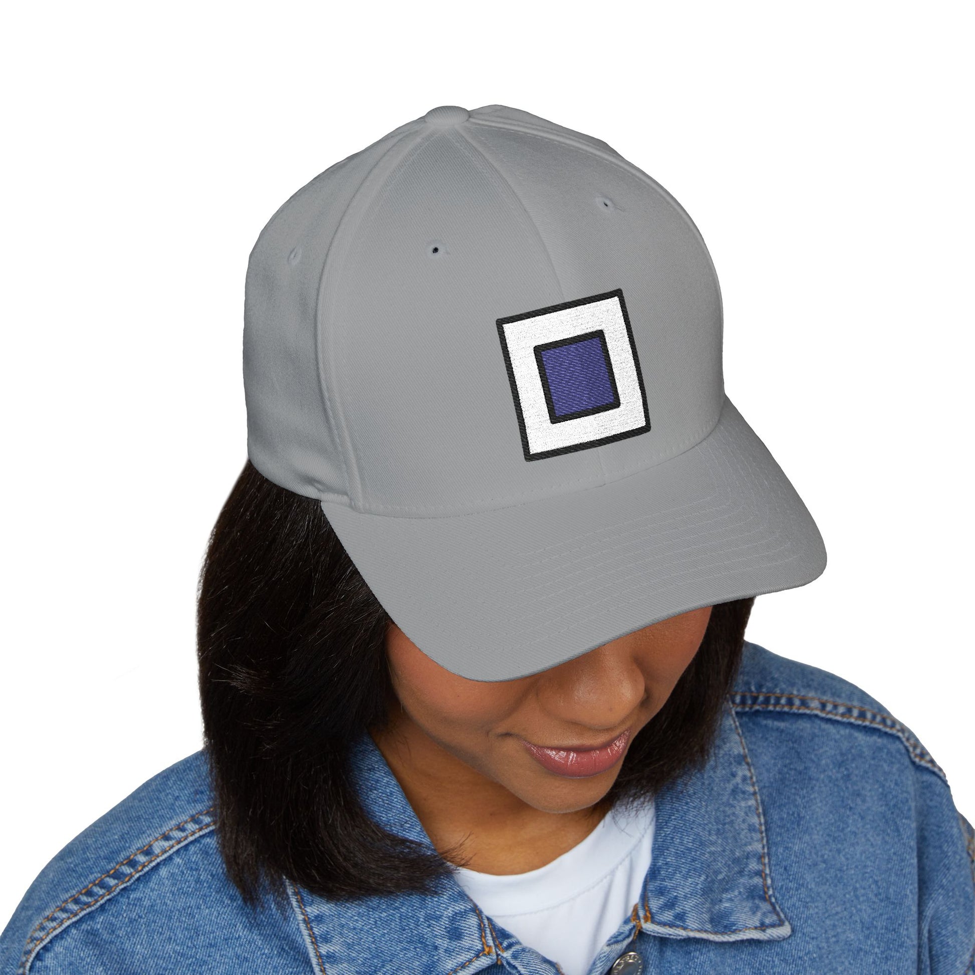 White Square Button Emoji Cap – Premium by Capmoji