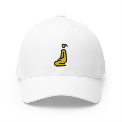 Woman Kneeling Emoji White Cap – Premium by Capmoji