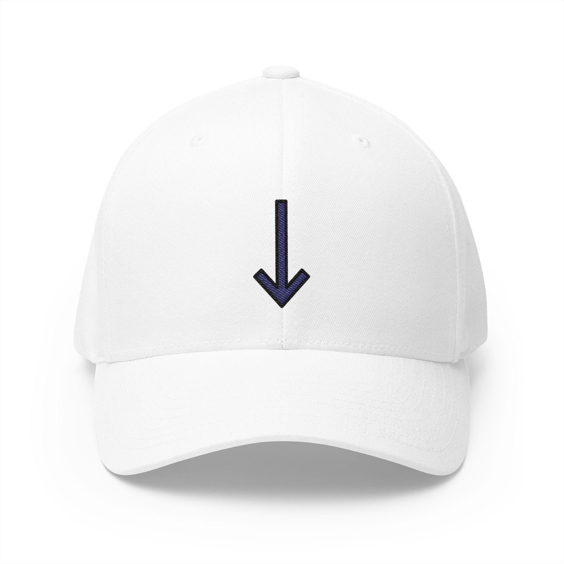 Down Arrow Emoji White Cap – Premium by Capmoji