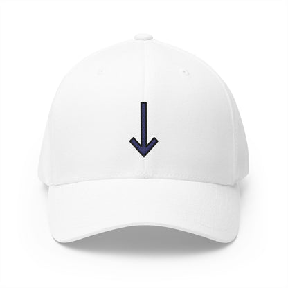 Down Arrow Emoji White Cap – Premium by Capmoji