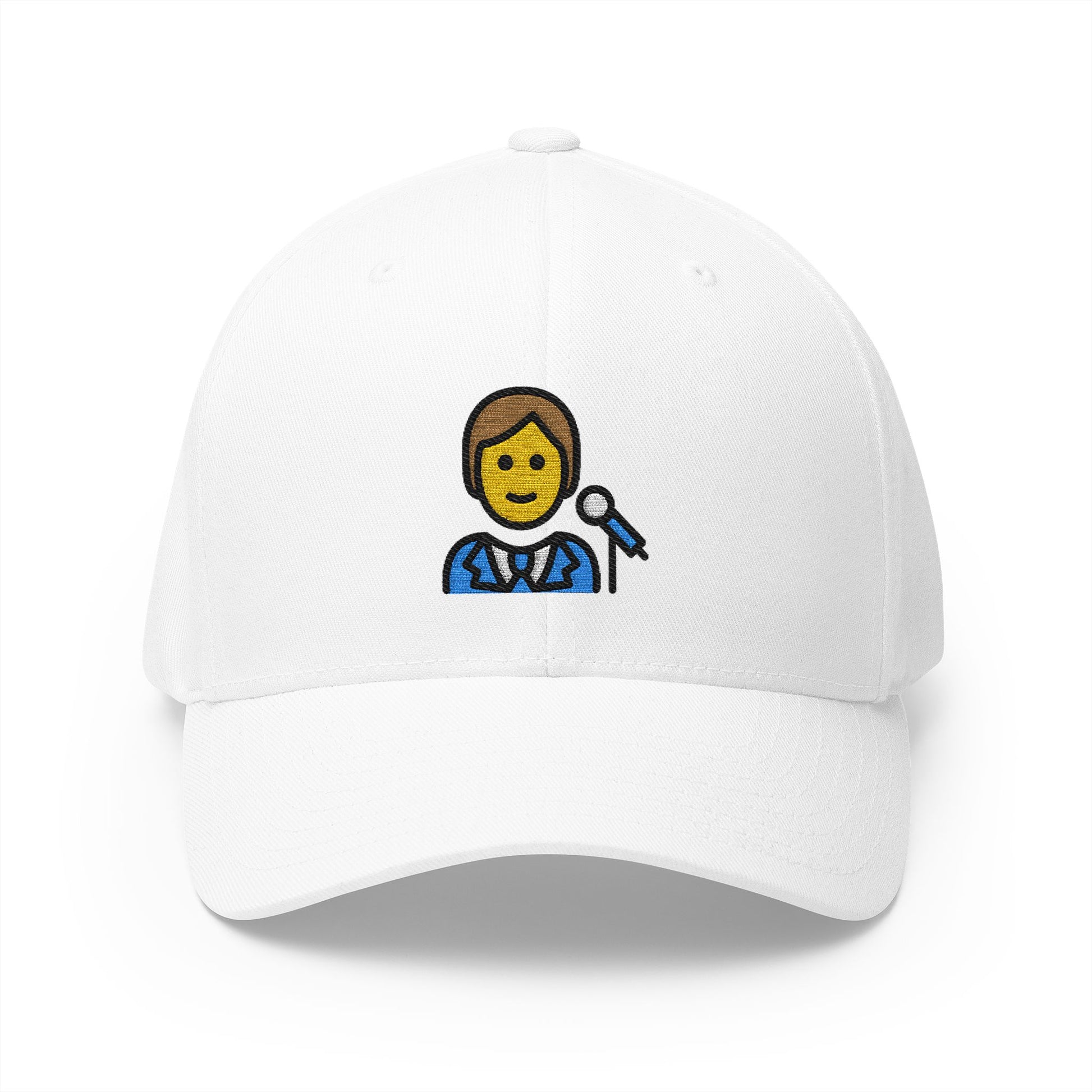 Singer Emoji White Cap – Premium by Capmoji
