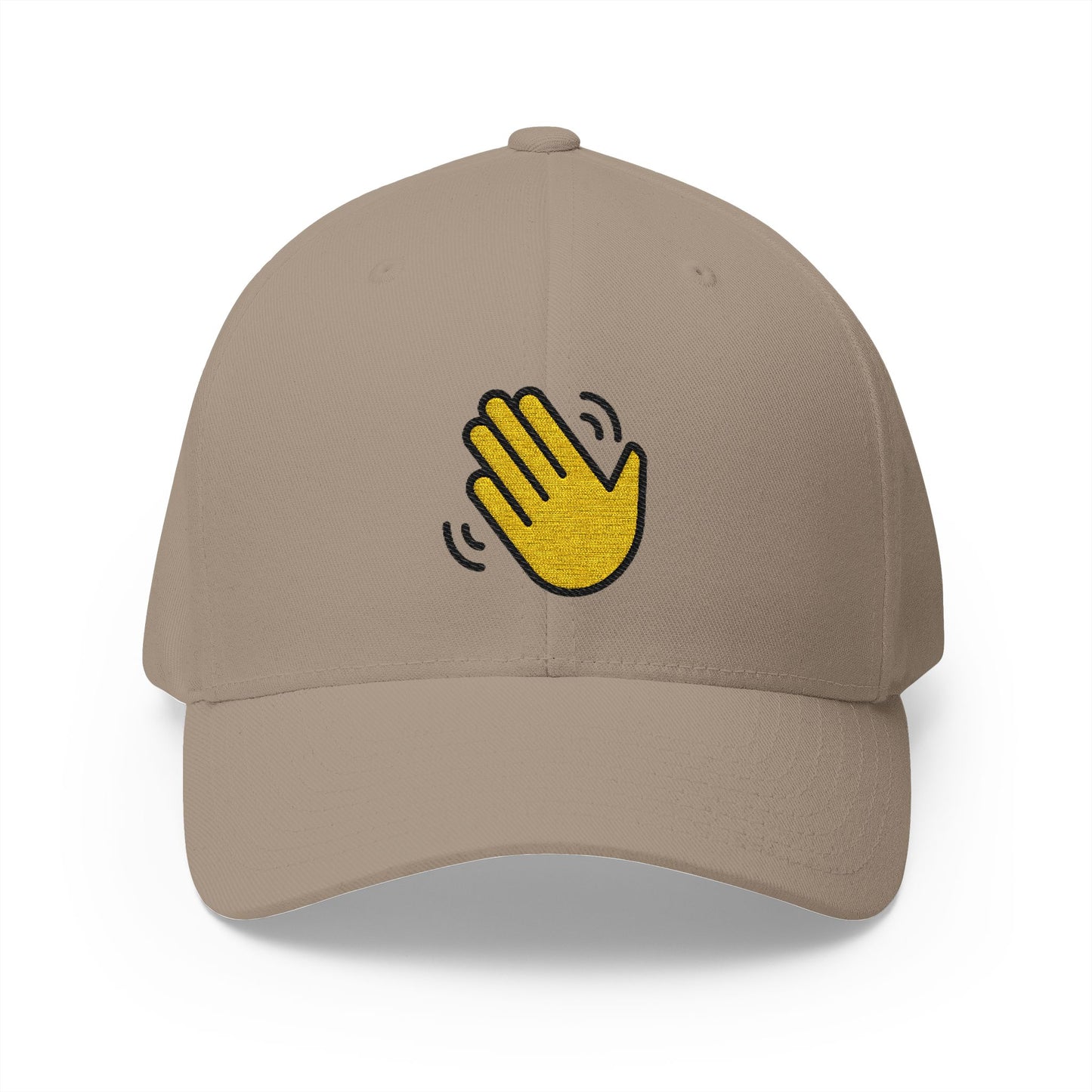Waving Hand Emoji Khaki Cap – Premium by Capmoji