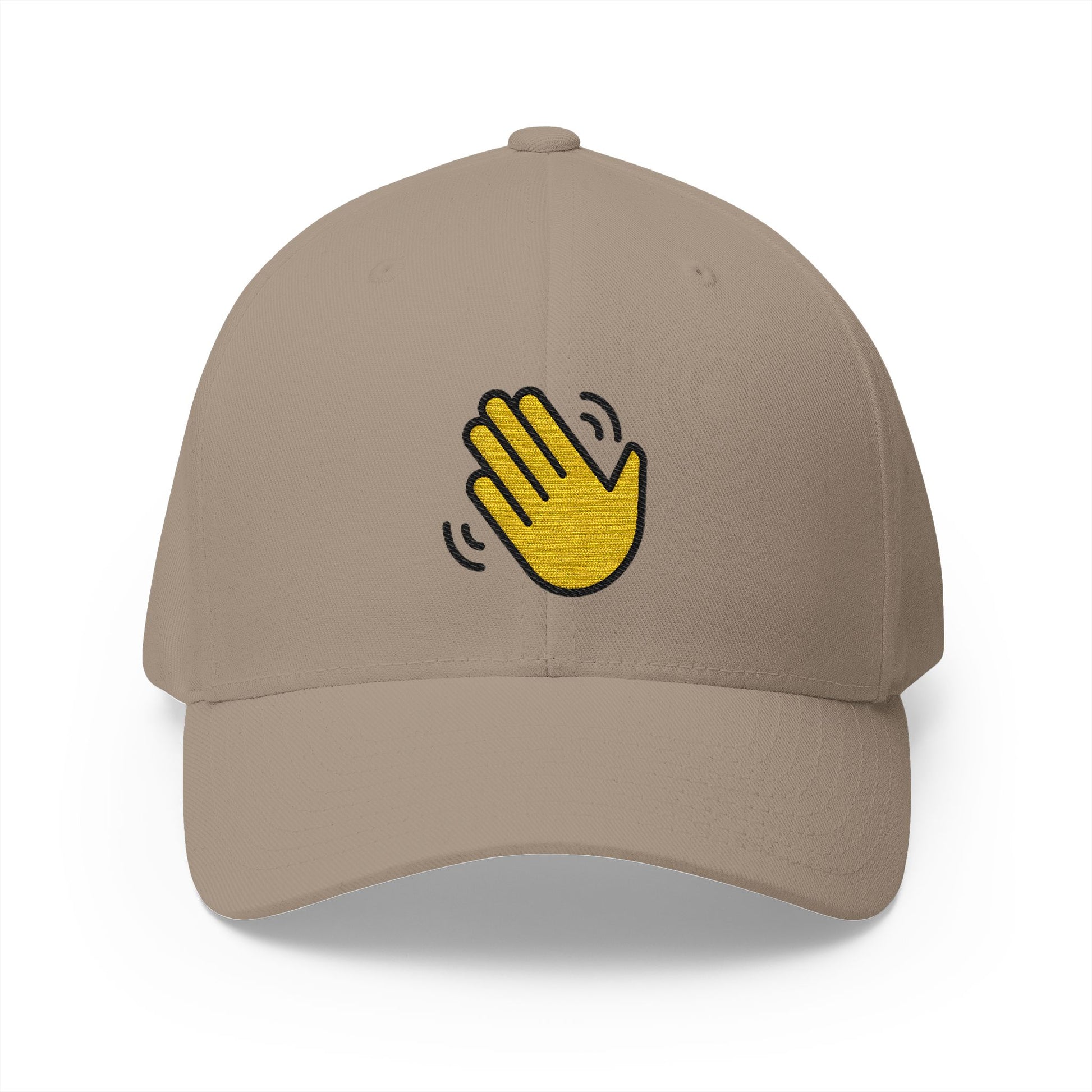 Waving Hand Emoji Khaki Cap – Premium by Capmoji