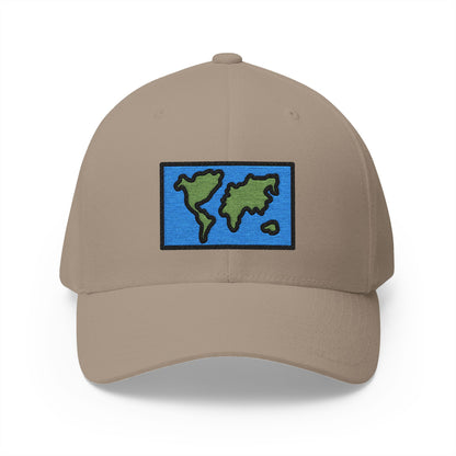World Map Emoji Khaki Cap – Premium by Capmoji