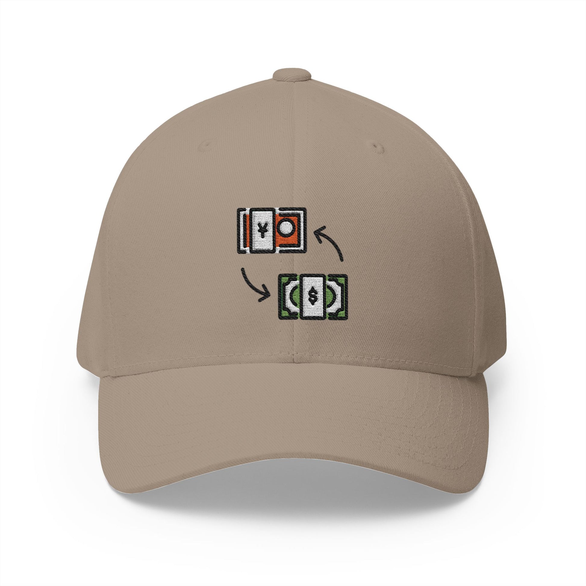 Currency Exchange Emoji Khaki Cap – Premium by Capmoji