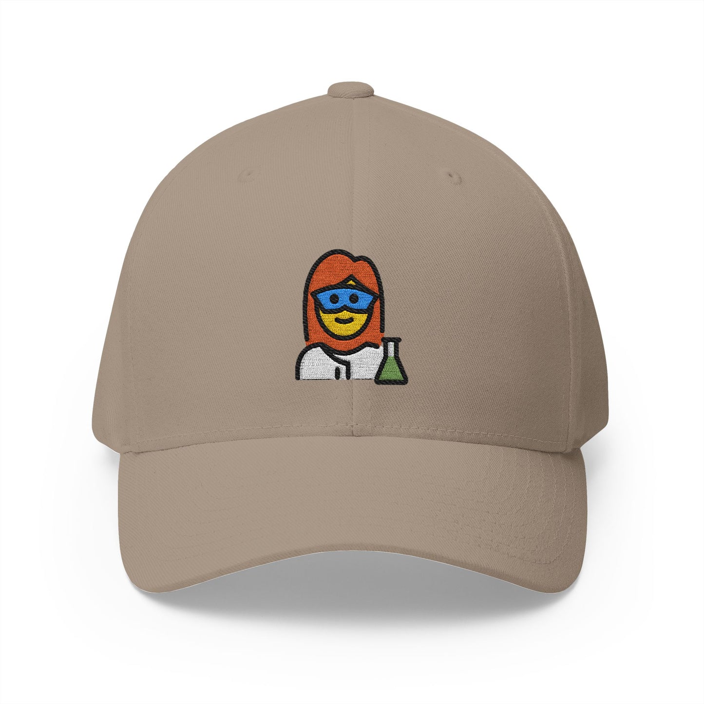 Woman Scientist Emoji Khaki Cap – Premium by Capmoji