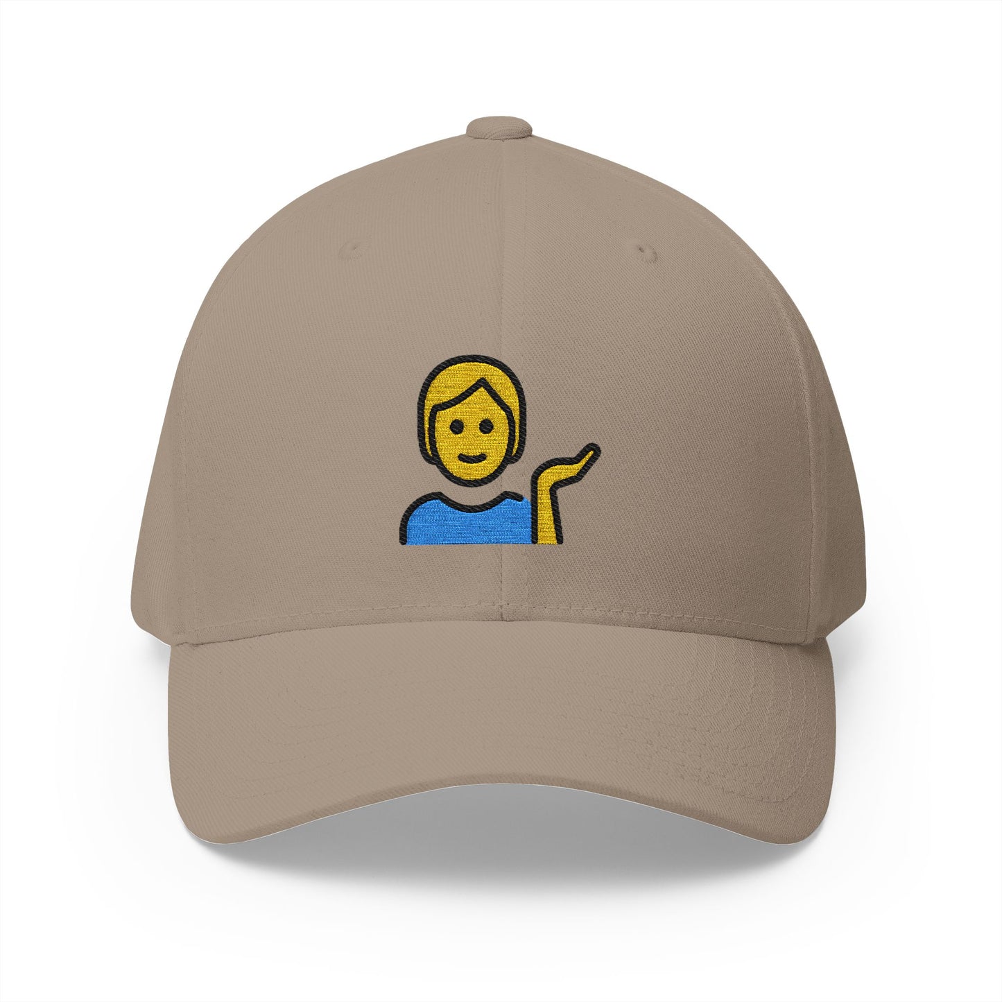 Person Tipping Hand Emoji Khaki Cap – Premium by Capmoji