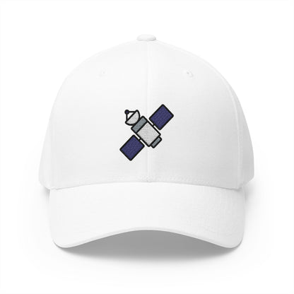 Satellite Emoji White Cap – Premium by Capmoji