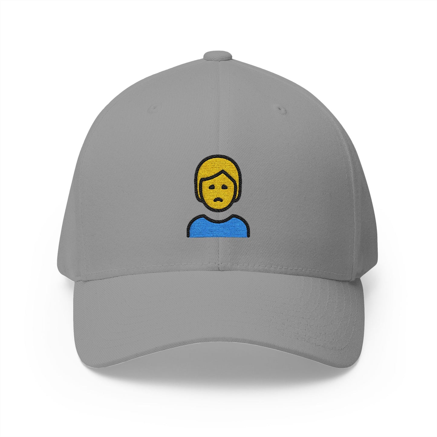 Person Frowning Emoji Grey Cap – Premium by Capmoji