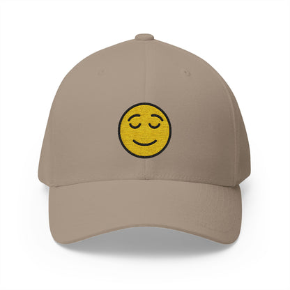 Relieved Face Emoji Khaki Cap – Premium by Capmoji