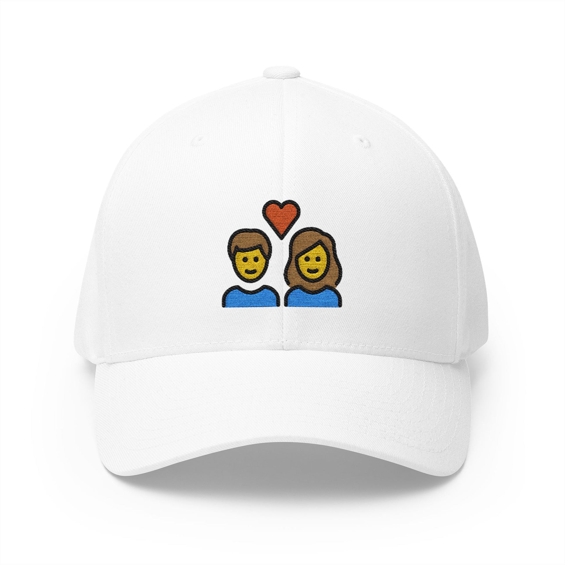 Couple With Heart Emoji White Cap – Premium by Capmoji