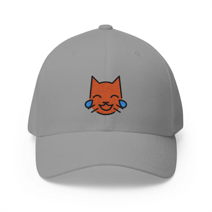 Cat With Tears Of Joy Emoji Grey Cap – Premium by Capmoji