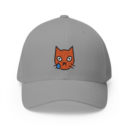 Crying Cat Emoji Grey Cap – Premium by Capmoji