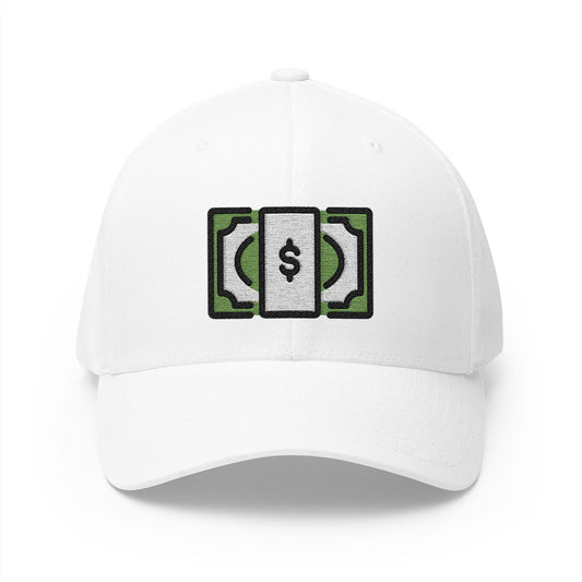 Dollar Banknote Emoji White Cap – Premium by Capmoji