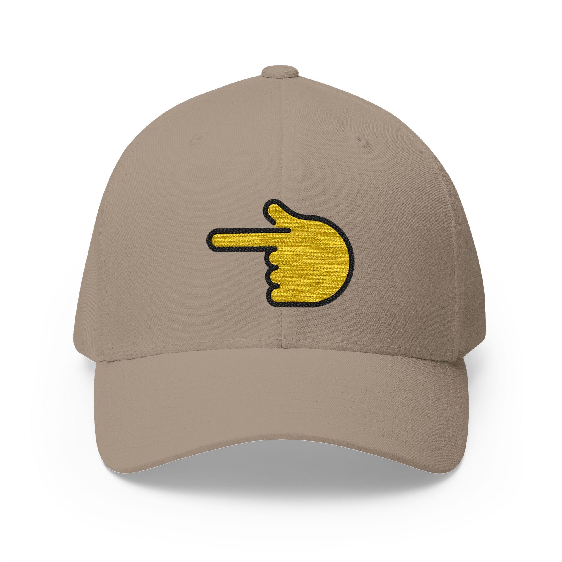 Backhand Index Pointing Left Emoji Khaki Cap – Premium by Capmoji