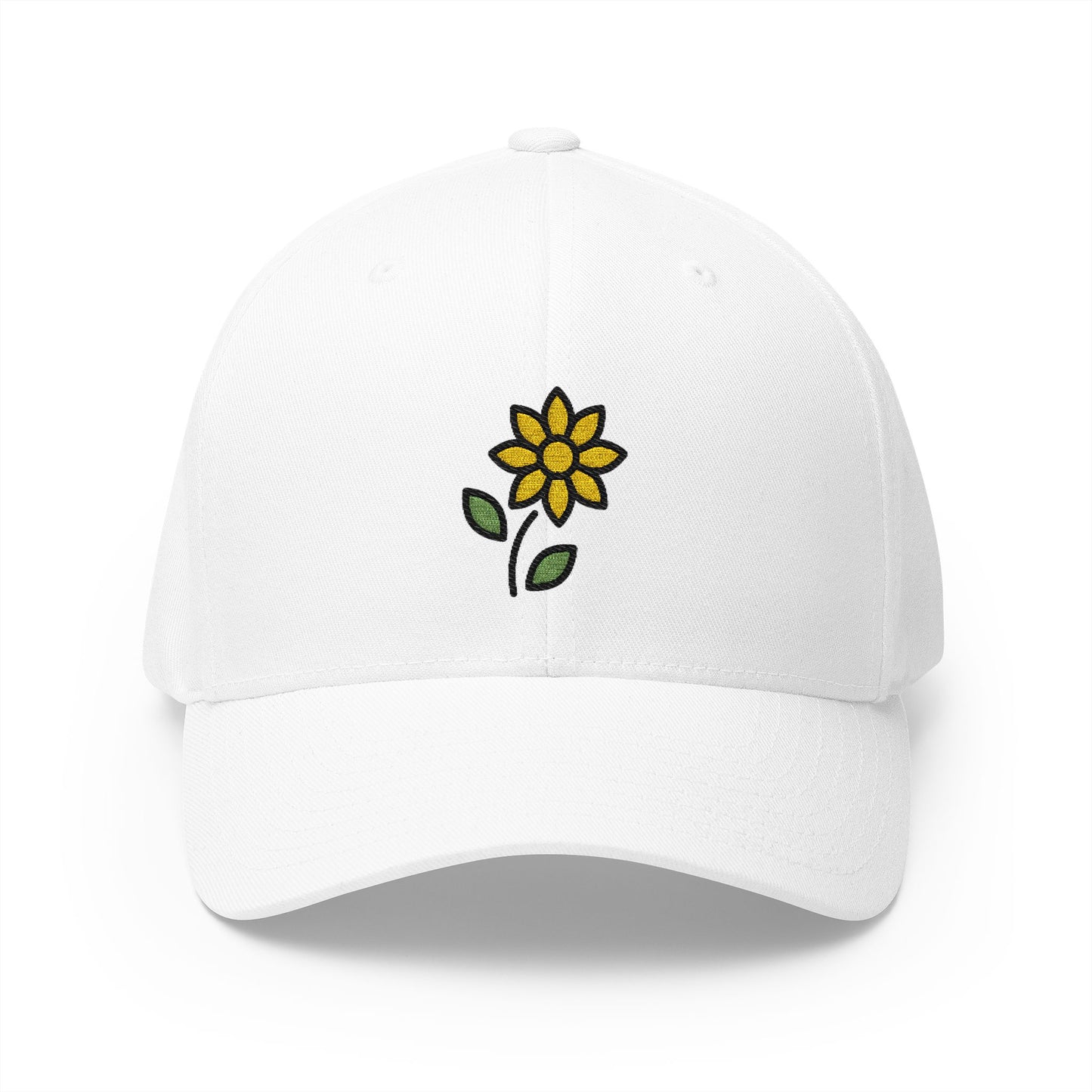 Sunflower Emoji White Cap – Premium by Capmoji
