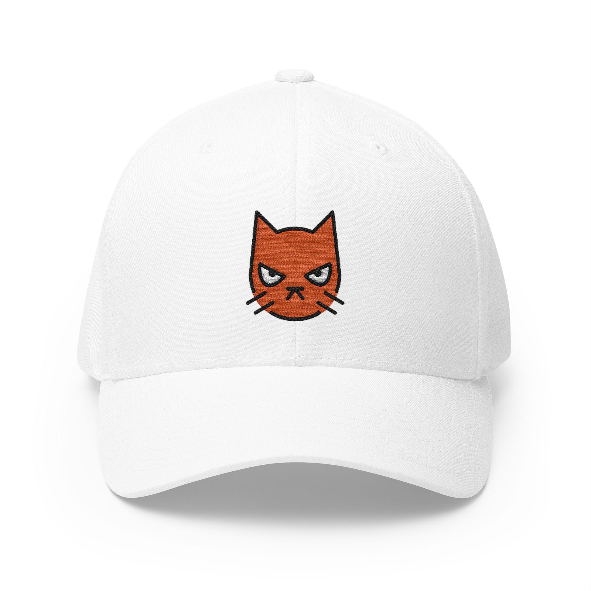 Pouting Cat Emoji White Cap – Premium by Capmoji