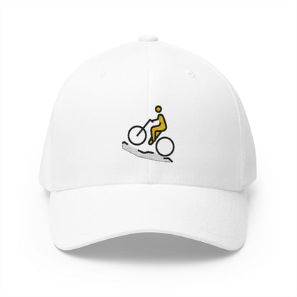 Man Mountain Biking Emoji White Cap – Premium by Capmoji