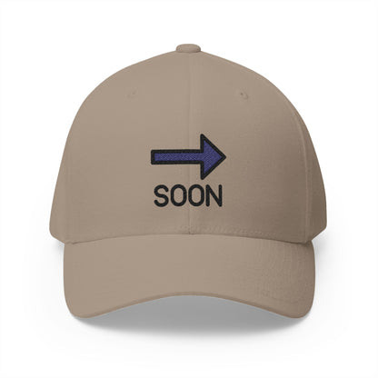 Soon Arrow Emoji Khaki Cap – Premium by Capmoji
