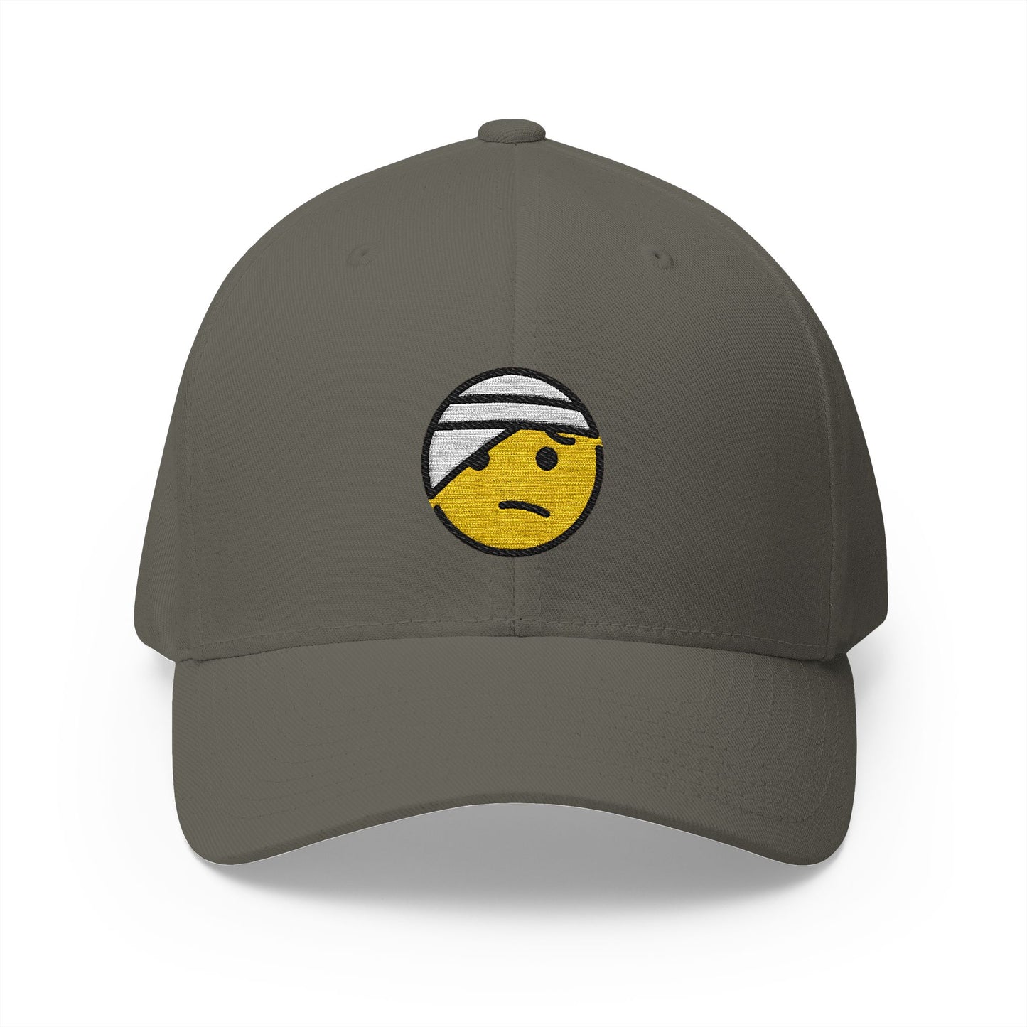 Face With Head-Bandage Emoji Olive Cap – Premium by Capmoji